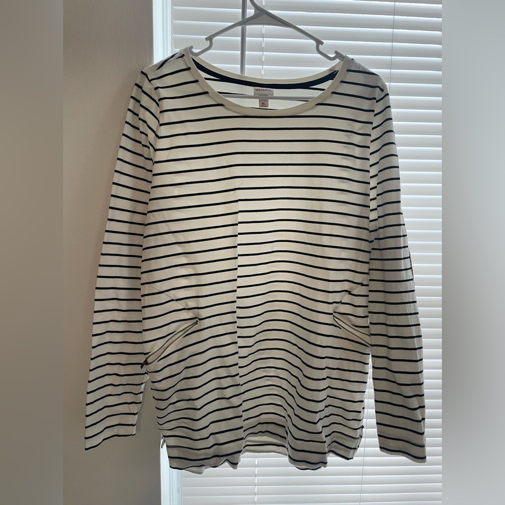 Merona tunic stripe white and black shirt size xl
